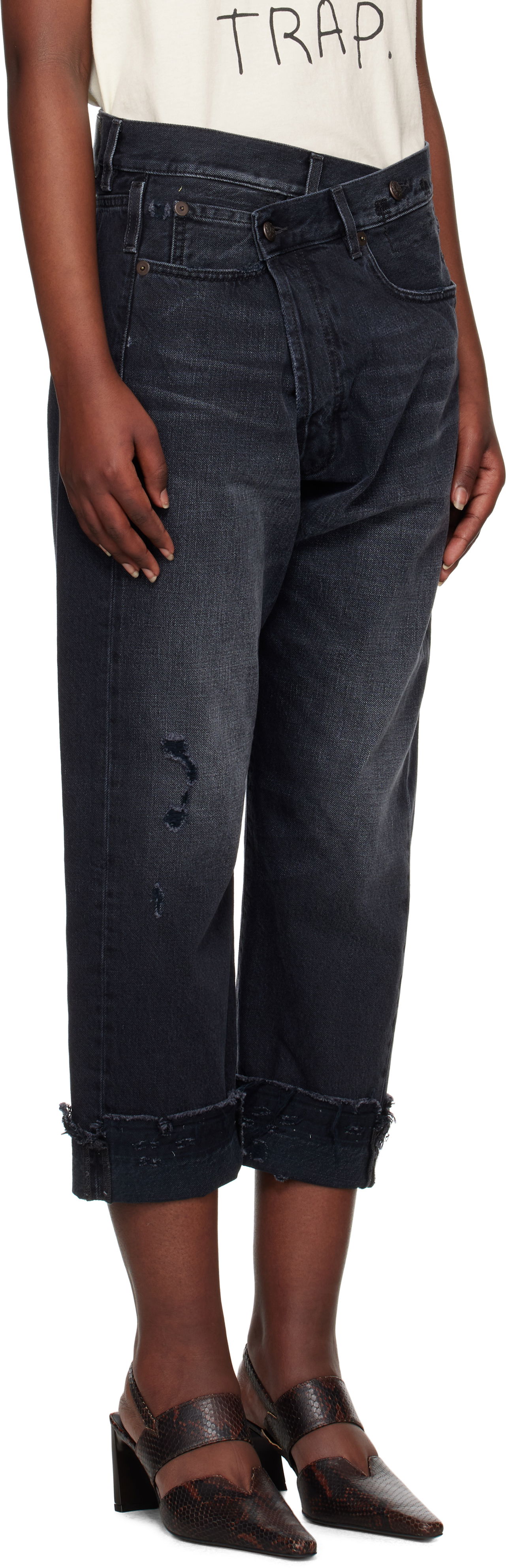 Jeans R13 R13 Crossover Cropped Jeans Sort | R13W2048-394, 1