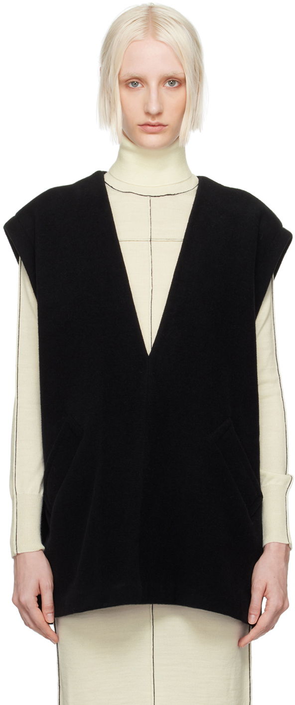 Vest Maison Margiela MM6 Black Plunging V-Neck Vest Sort | S52NF0011 M20020