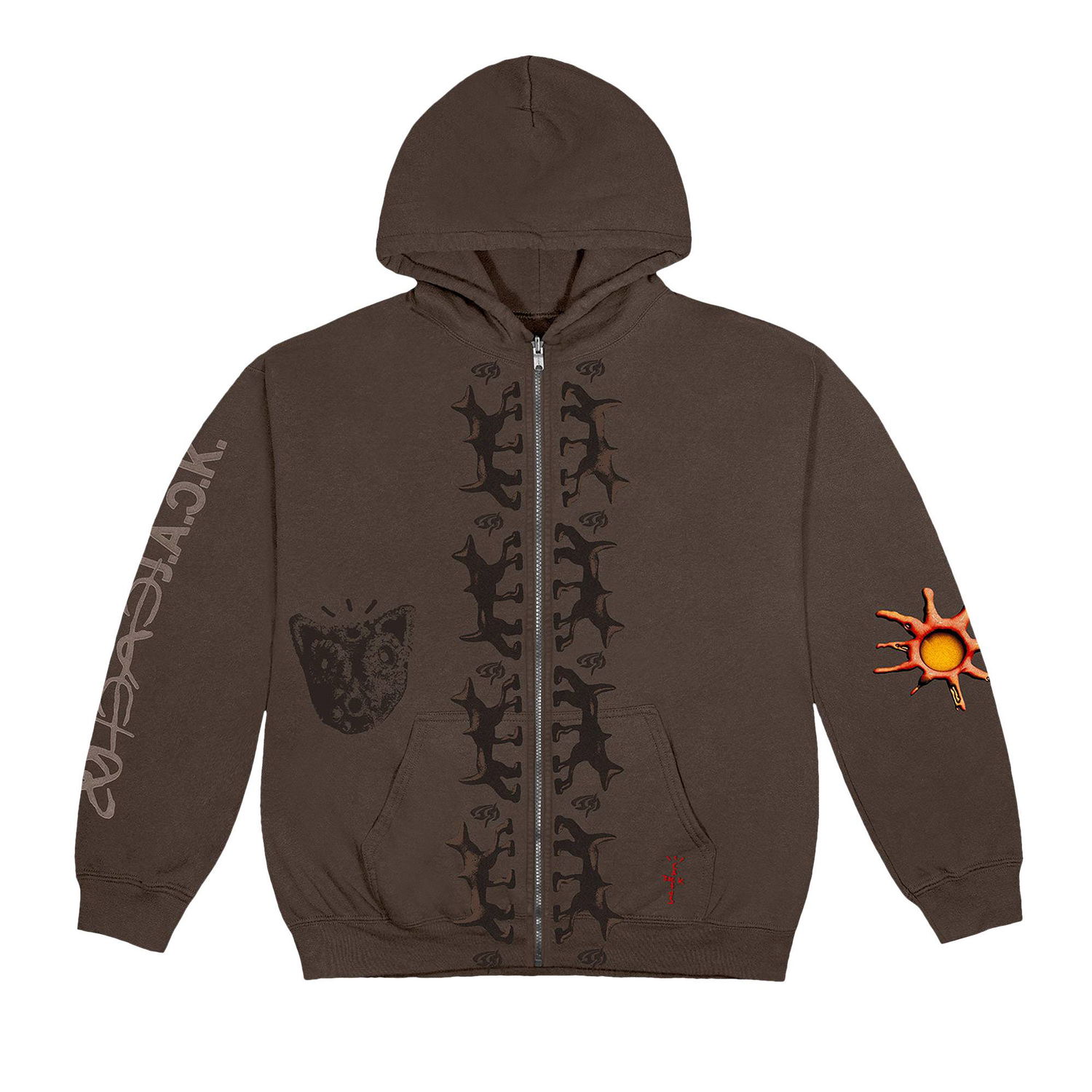 Sweatshirt Cactus Jack by Travis Scott Reverse Dog Zip Up Hoodie Brun | CJJ1 HZ08 BROW, 1