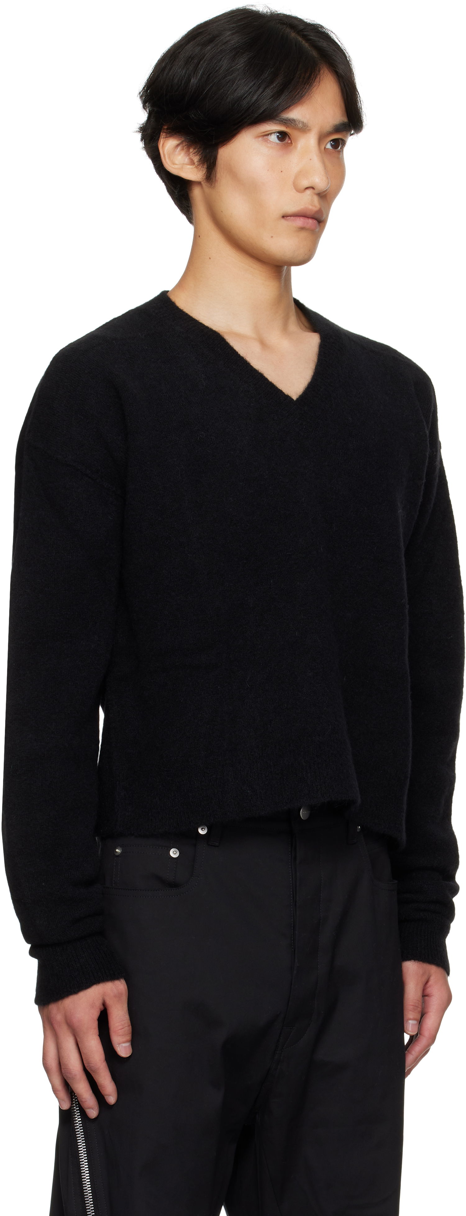 Sweater Rick Owens Rick Owens Concordians Tommy V-Neck Sweater Sort | RU02E1650 KWP, 1