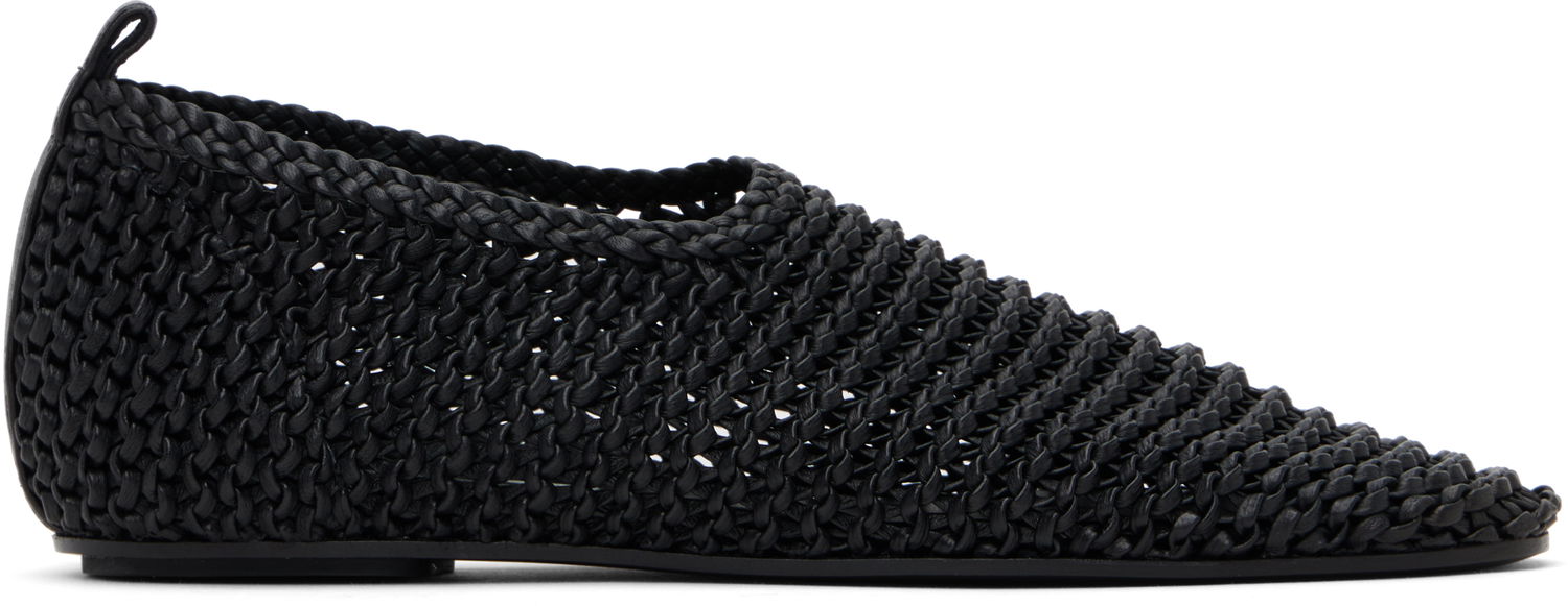 Tøj TOTEME TOTEME Woven Leather Ballerina Flats Sort | 252-WAS2358-LE0134, 0