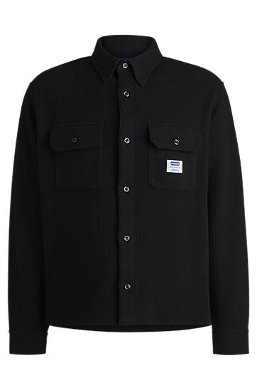 Skjorte BOSS Oversized Cotton Blend Shirt Sort | 50534184, 0