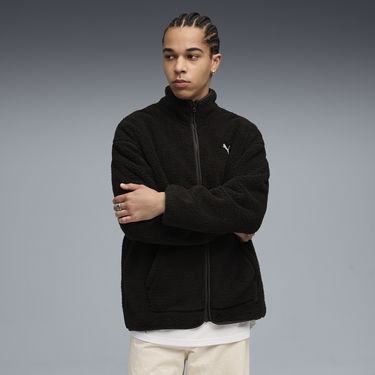 Jakke Puma Essentials Elevated Relaxed Fit Faux Shearling Full-Zip Jacket Sort | 688259_01, 0