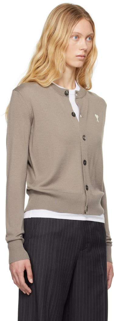 Sweater AMI AMI Paris Ami de Coeur Wool Cardigan Gul | FKC221.KN0025, 4