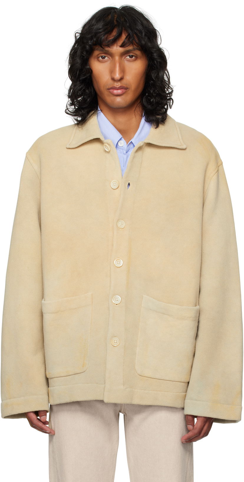 Jakke OUR LEGACY Cardigan with Patch Pockets Beige | M4246SA