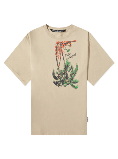 T-shirt Palm Angels Upside Down Palm Tee Beige | PMAA066S23JER0036155