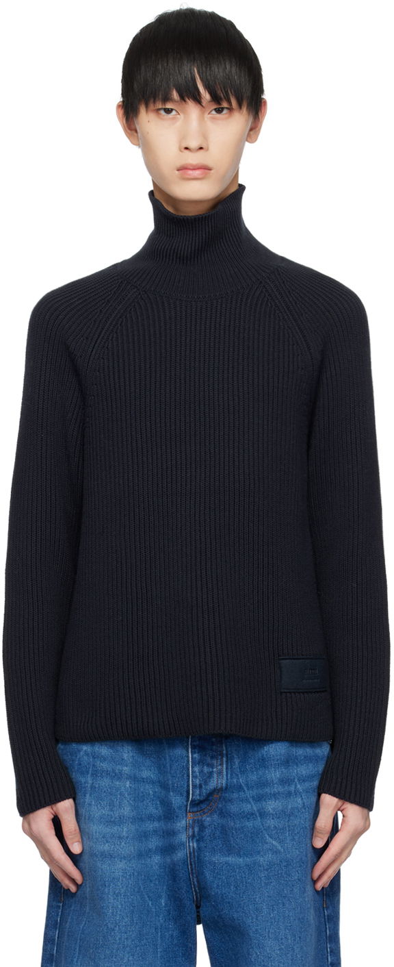 Sweater AMI Rib Turtleneck Mørkeblå | HKS424.KN0031, 0