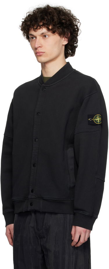 Bomberjakke Stone Island Stone Island Diagonal Fleece Old Effect Bomber Jacket Sort | K1S15 6100034 S0045, 3
