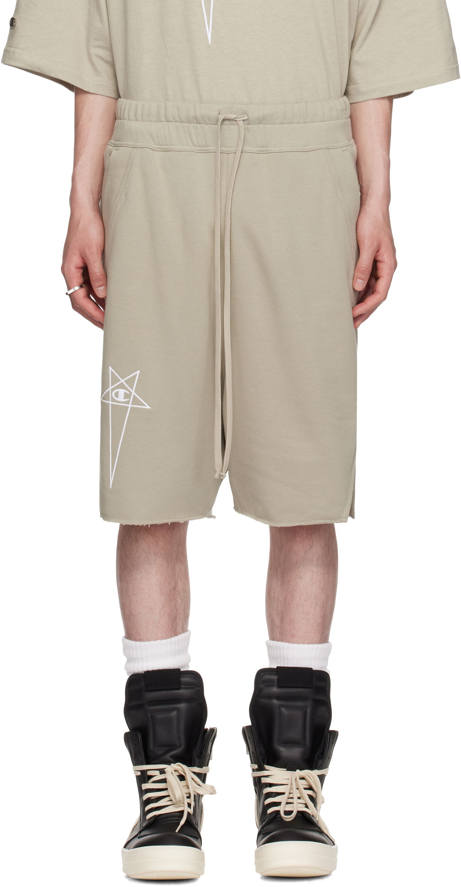 Shorts Rick Owens Rick Owens Champion Edition Beveled Pods Shorts Beige | CM01E1688 CHFE FELPA, 0