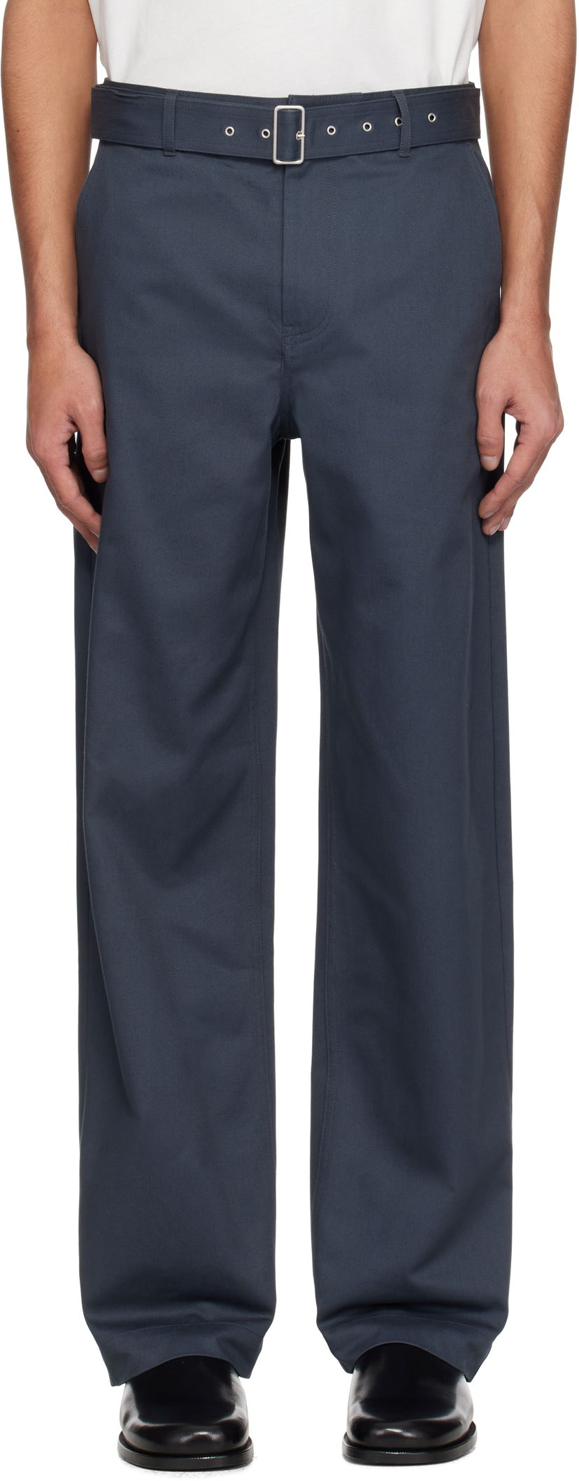 Bukser MAISON KITSUNÉ Maison Kitsuné Belted Trousers Blå | OM01123WW9043