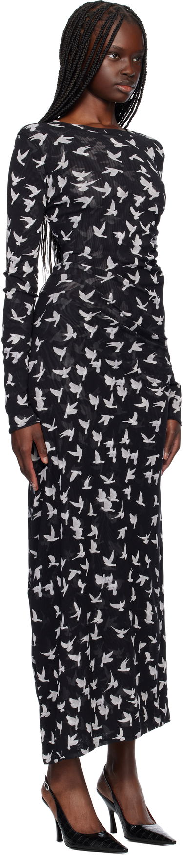 Kjole Stella McCartney Stella McCartney Dove Print Mesh Maxi Dress Sort | 6J03353SPZ89, 1