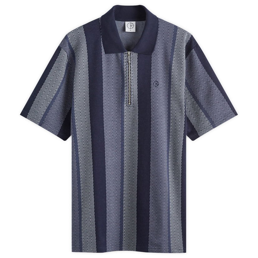 Polo skjorte Polar Skate Co. Herringbone Jacques Short Sleeve Polo Shirt Blue Blå | PSC-F24-6