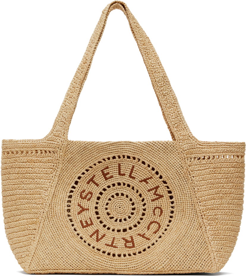 Mulepose Stella McCartney Stella McCartney Logo Raffia Medium Tote Beige | 7B0107WP0375
