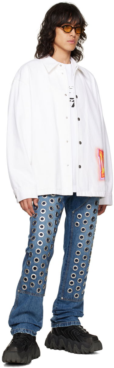 Jakke We11done We11done Printed Denim Jacket Hvid | WD-DJ3-22-312-U-WH, 3