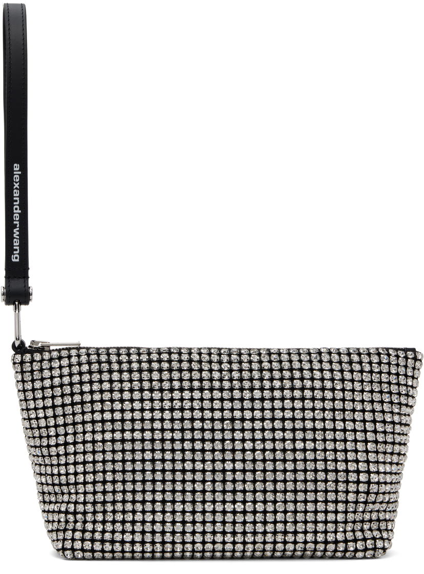 Håndtaske Alexander Wang Alexander Wang Heiress Crystal-Embellished Wristlet Pouch Sort | 70424N13M