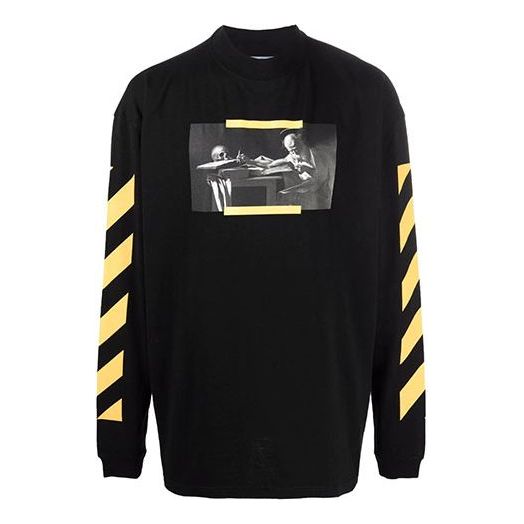Sweater Off-White Off-White Caravaggio Painting Stripe Long Sleeve Loose Fit T-Shirt Sort | OMAB032F21JER0061084