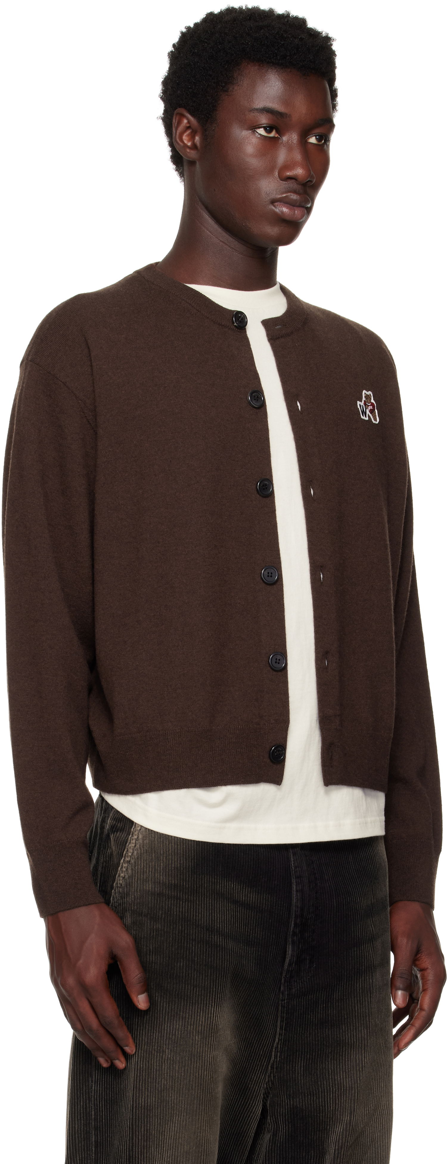 Sweater We11done We11done Single Patch Cardigan Brun | WD-KC2-25-611-U-BR, 1