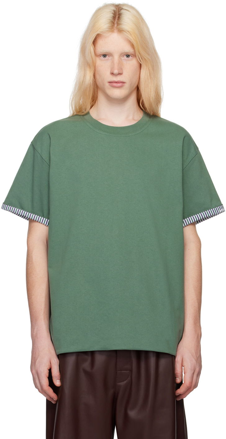 T-shirt Bottega Veneta Double-Layer T-Shirt Grøn | 754683V39G0