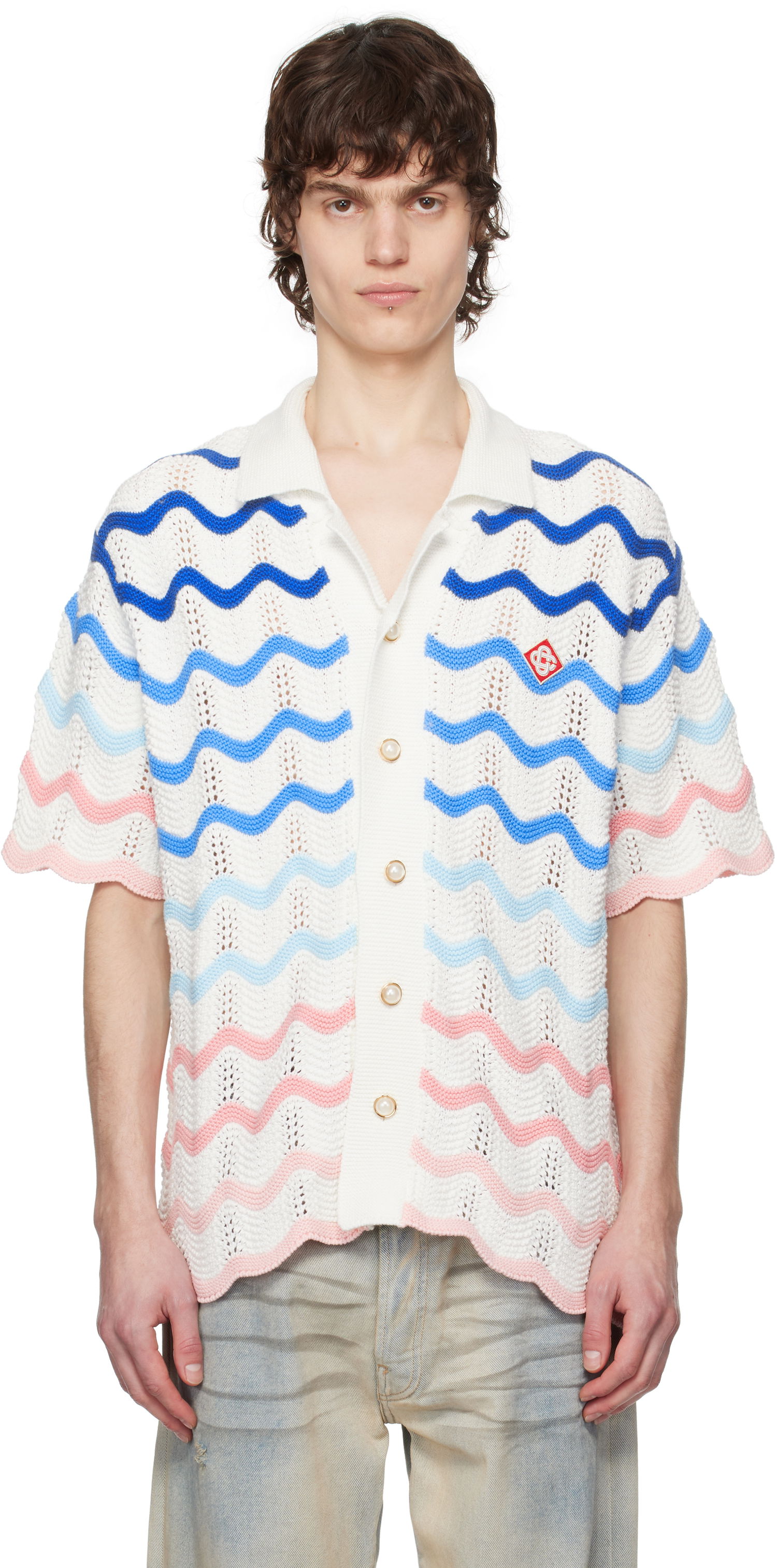 Sweater Casablanca Casablanca Gradient Wave Crochet Shirt Flerfarvet | MPS25-KW-848-01, 0