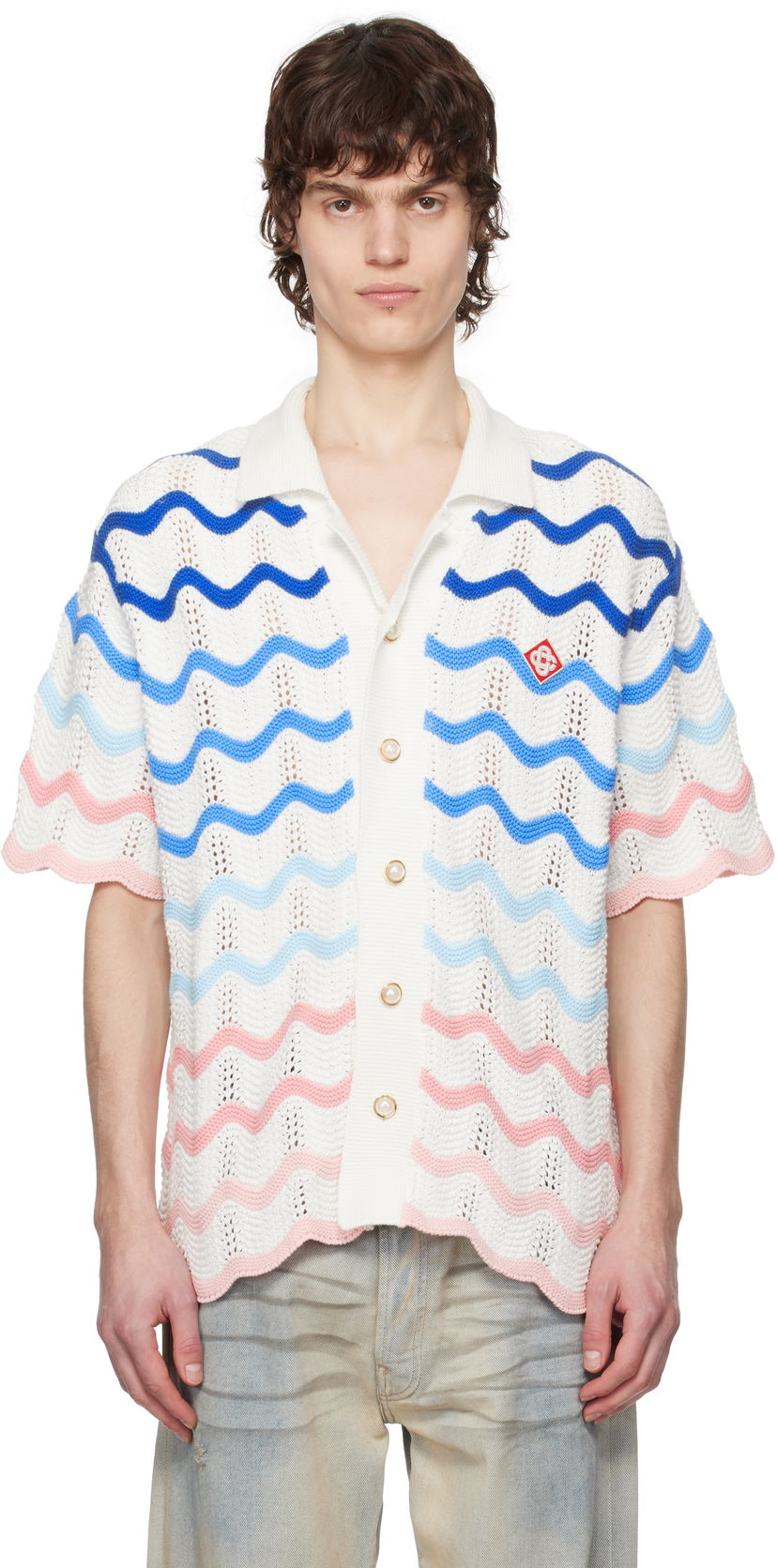 Sweater Casablanca Casablanca Gradient Wave Crochet Shirt Flerfarvet | MPS25-KW-848-01