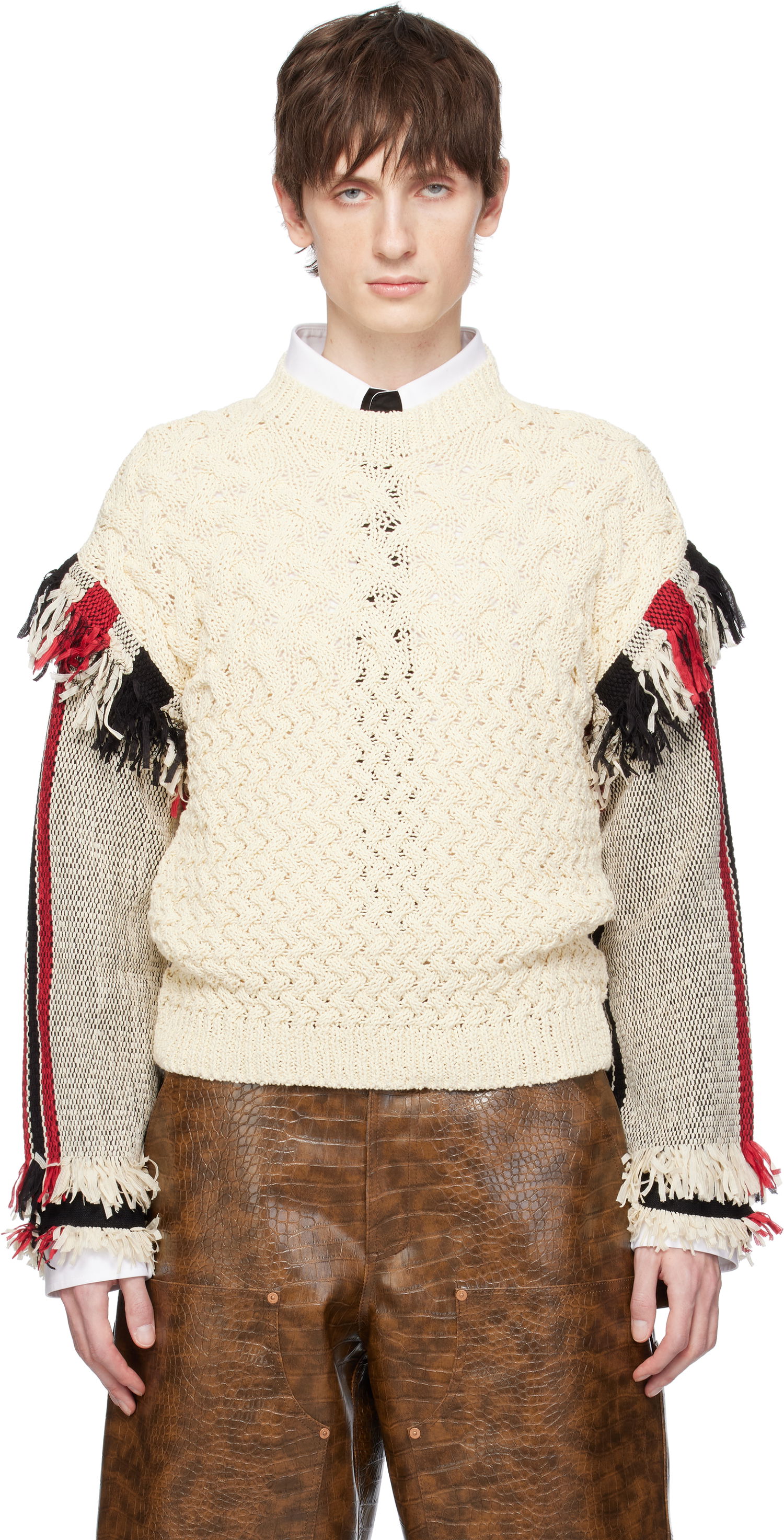 Sweater Andersson Bell Andersson Bell Tassel Sleeve Oversized Knit Sweater Hvid | atb1258u, 0