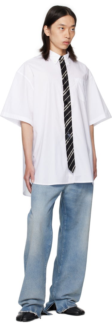 Skjorte VETEMENTS Vetements Tie Short-Sleeve Shirt Hvid | UH76SH250W, 3