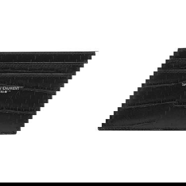 Tegnebog Saint Laurent Embossed Leather Credit Card Case Sort | 375946 DZE0E 1000, 1