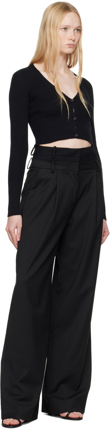 Sweater Courrèges Courrèges Rib Knit Cropped Cardigan Sort | 225MGI034FI0049, 3