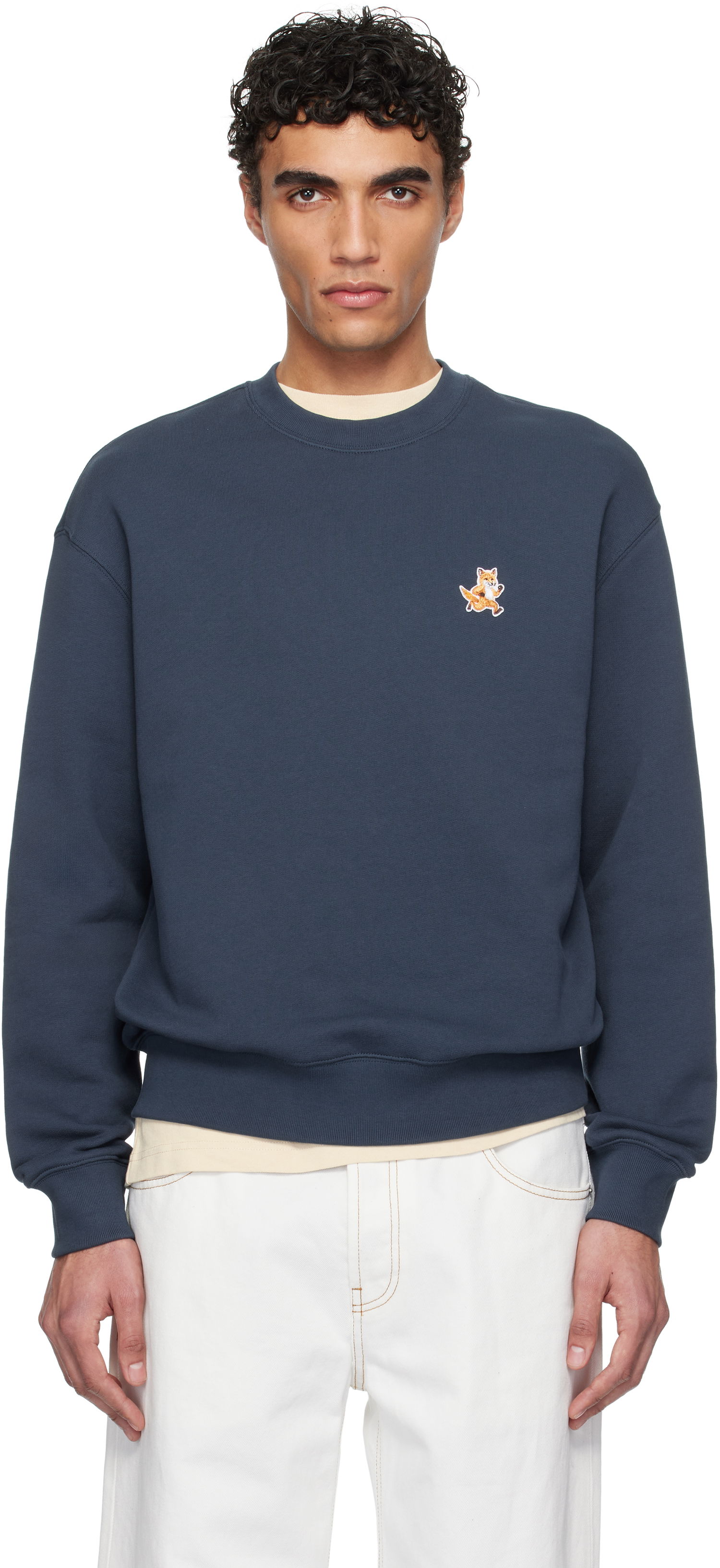 Sweatshirt MAISON KITSUNÉ Maison Kitsuné Speedy Fox Patch Comfort Sweatshirt Mørkeblå | MM00313KM0321, 0