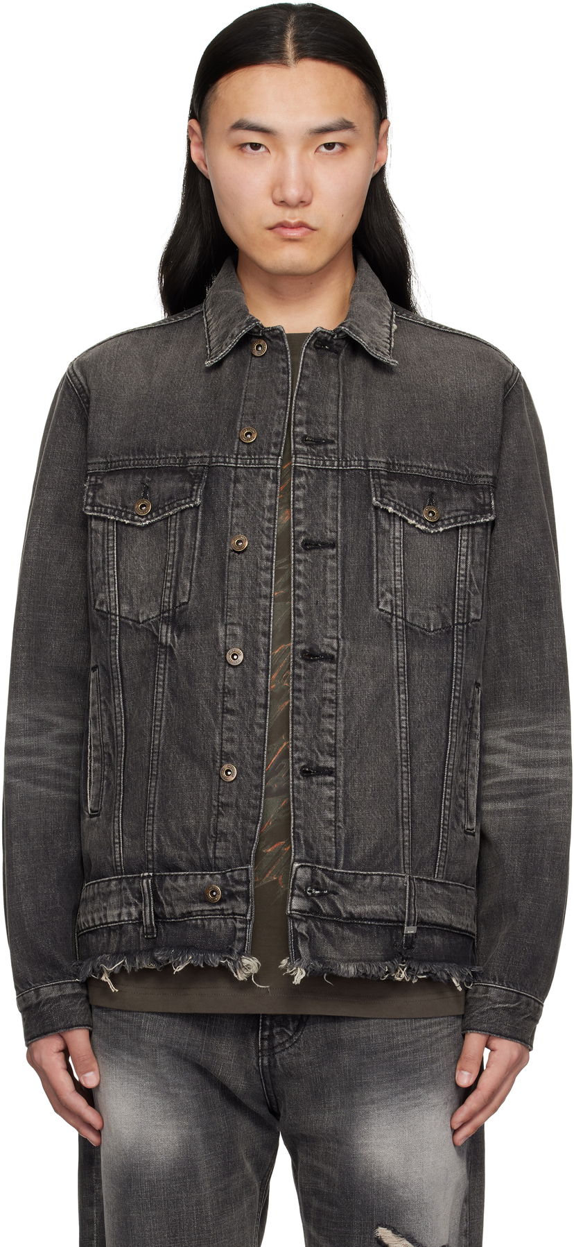 Jakke We11done We11done Denim Trucker Jacket Grå | WD-DJ0-25-308-U-BK