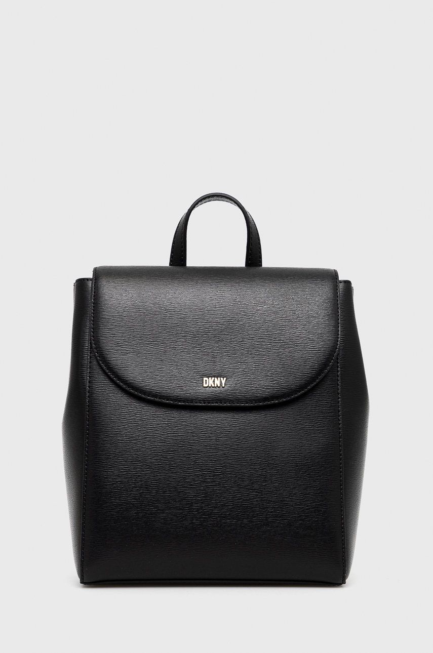 Rygsæk DKNY Kožený batoh dámský, černá barva, malý, hladký Sort | R21K3R76, 0