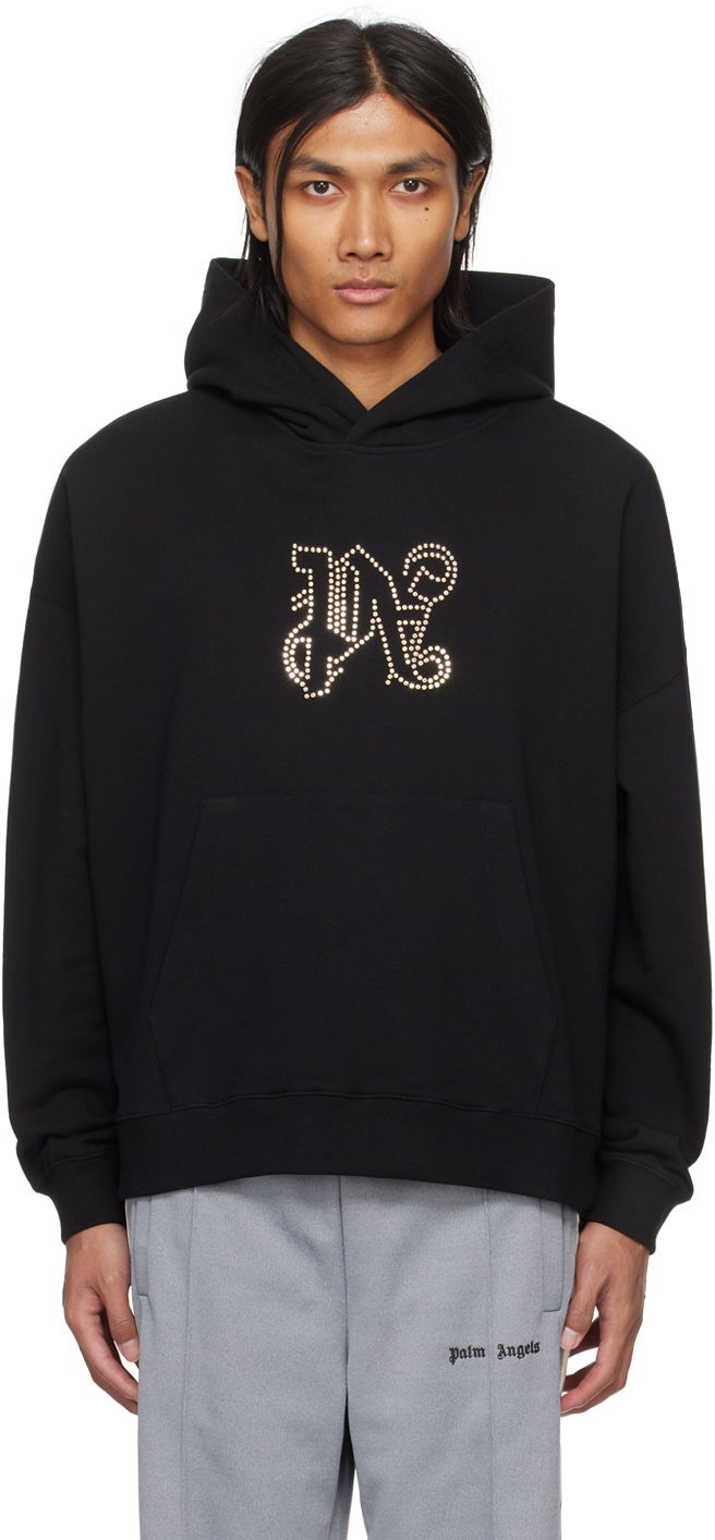 Sweatshirt Palm Angels Monogram Statement Hoodie Sort | PMBB126R24FLE0081077
