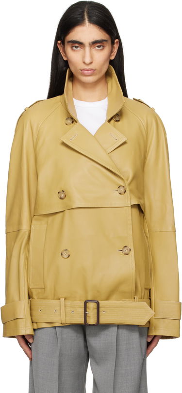 Trenchcoat TOTEME TOTEME Short Trench Leather Jacket Gul | 252-WRO0185-LE0127, 0