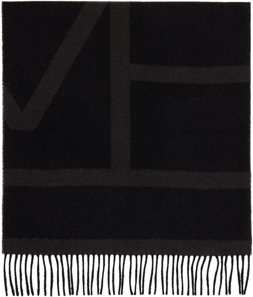 Tørklæde TOTEME TOTEME Monogram Jacquard Wool Scarf Sort | 234-WSASC239-FB0050