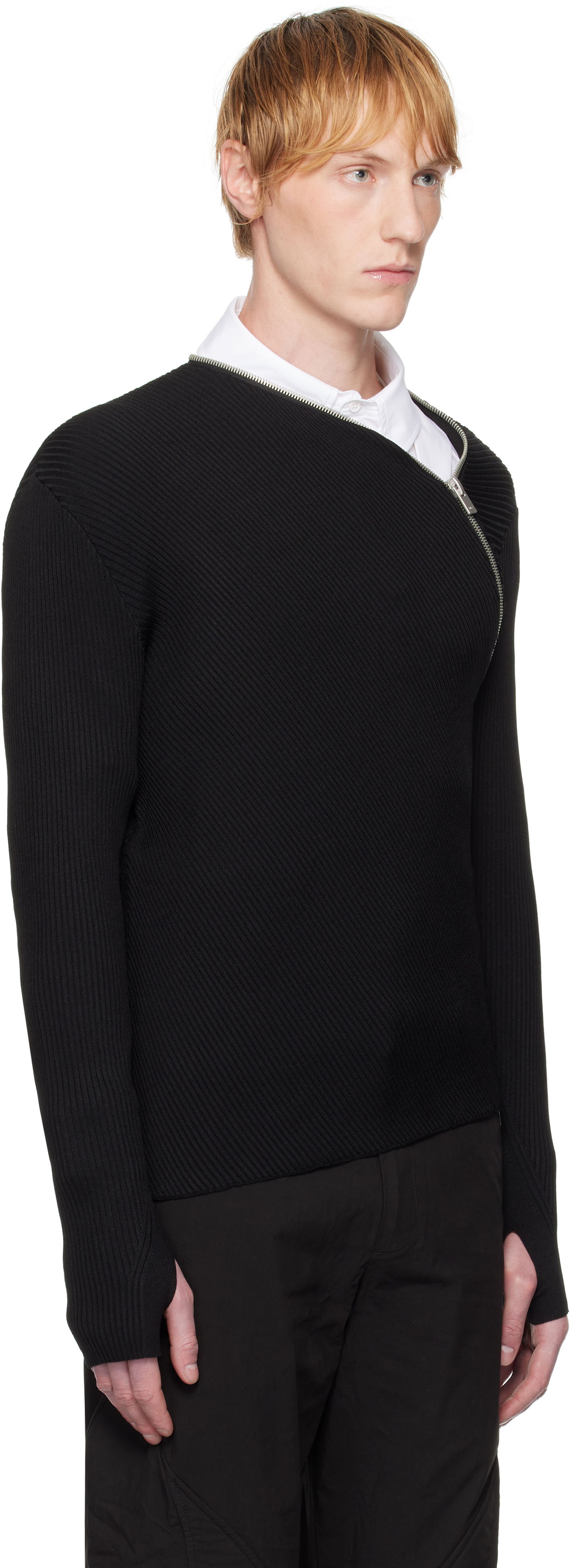Sweater HELIOT EMIL HELIOT EMIL Tied Zip Knit Sweater Sort | SS25_M_07_045_BLK01_CO, 1