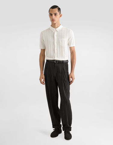Polo skjorte Dolce & Gabbana Dolce & Gabbana Short-Sleeved Openwork Polo Shirt Hvid | GXVA9TJBCFJW0001, 1