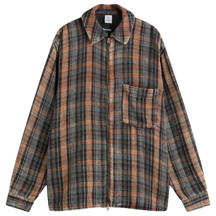 Skjorte Won Hundred Zayne Zip Overshirt Bleached Check Brun | 3702-14283