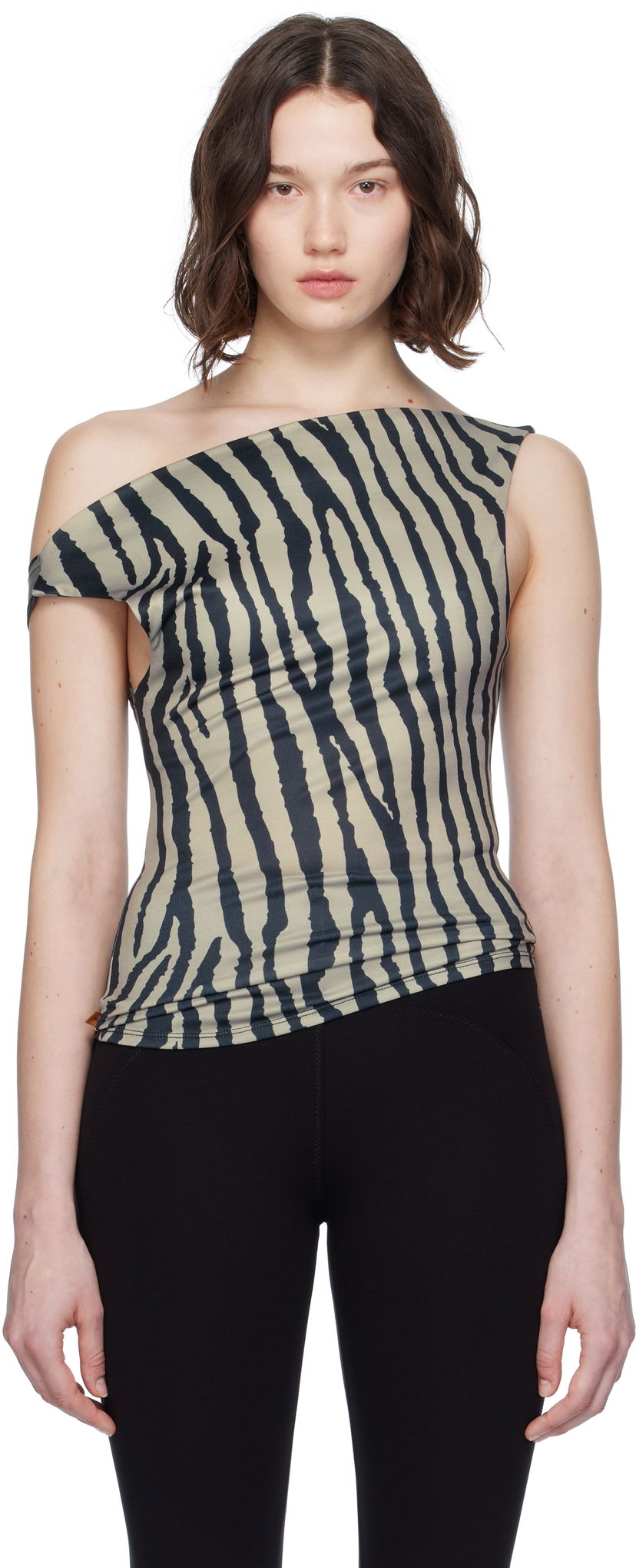 Tanktop Miaou Miaou Lani Asymmetrical Zebra Print Top Beige | 7114VISZEB
