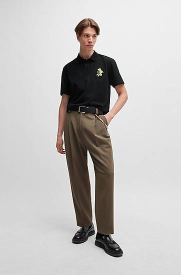 Polo skjorte BOSS Piqué Polo Shirt with Logo Artwork Sort | 50517409, 1