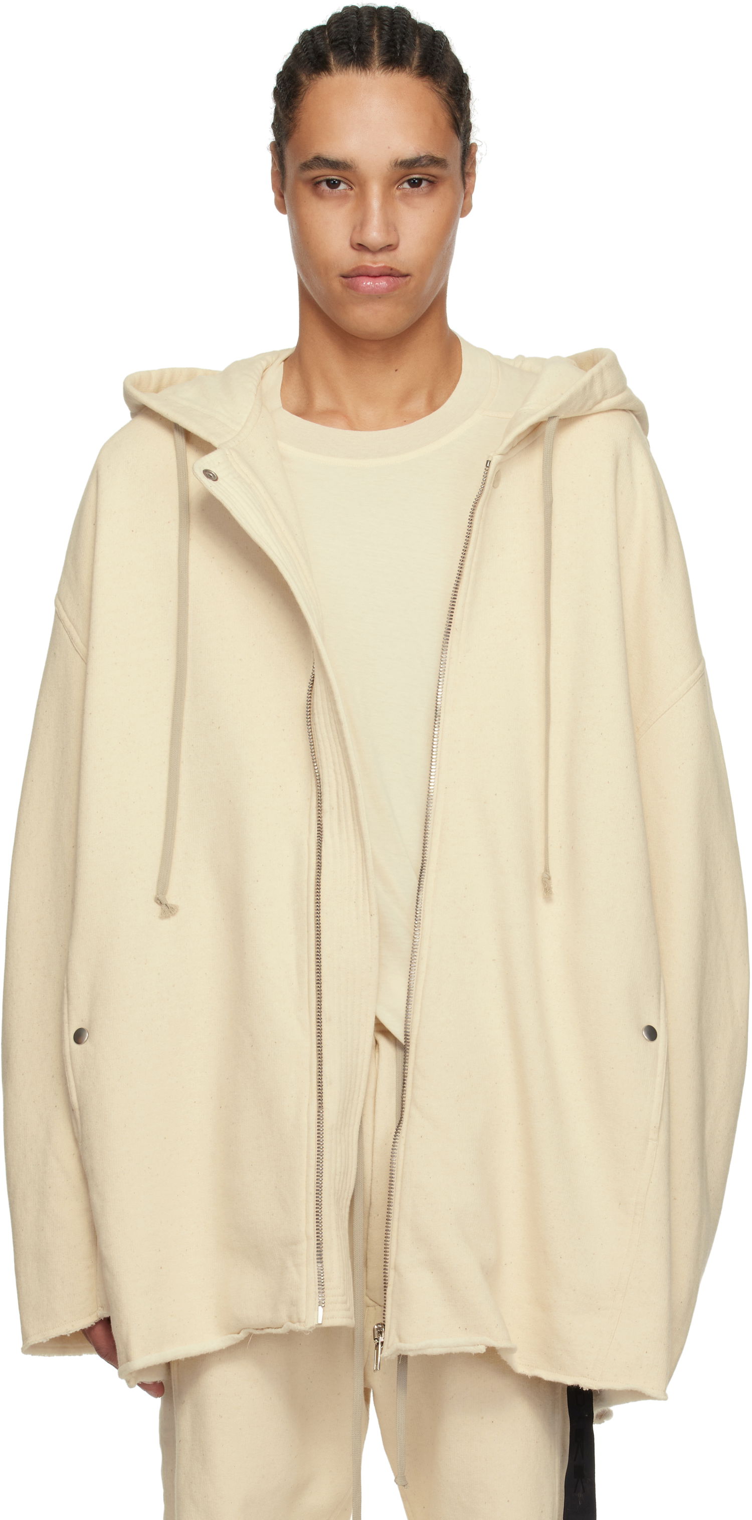 Sweatshirt Rick Owens Rick Owens DRKSHDW Peter Zipped Hoodie Beige | DU01E3289 FN, 0