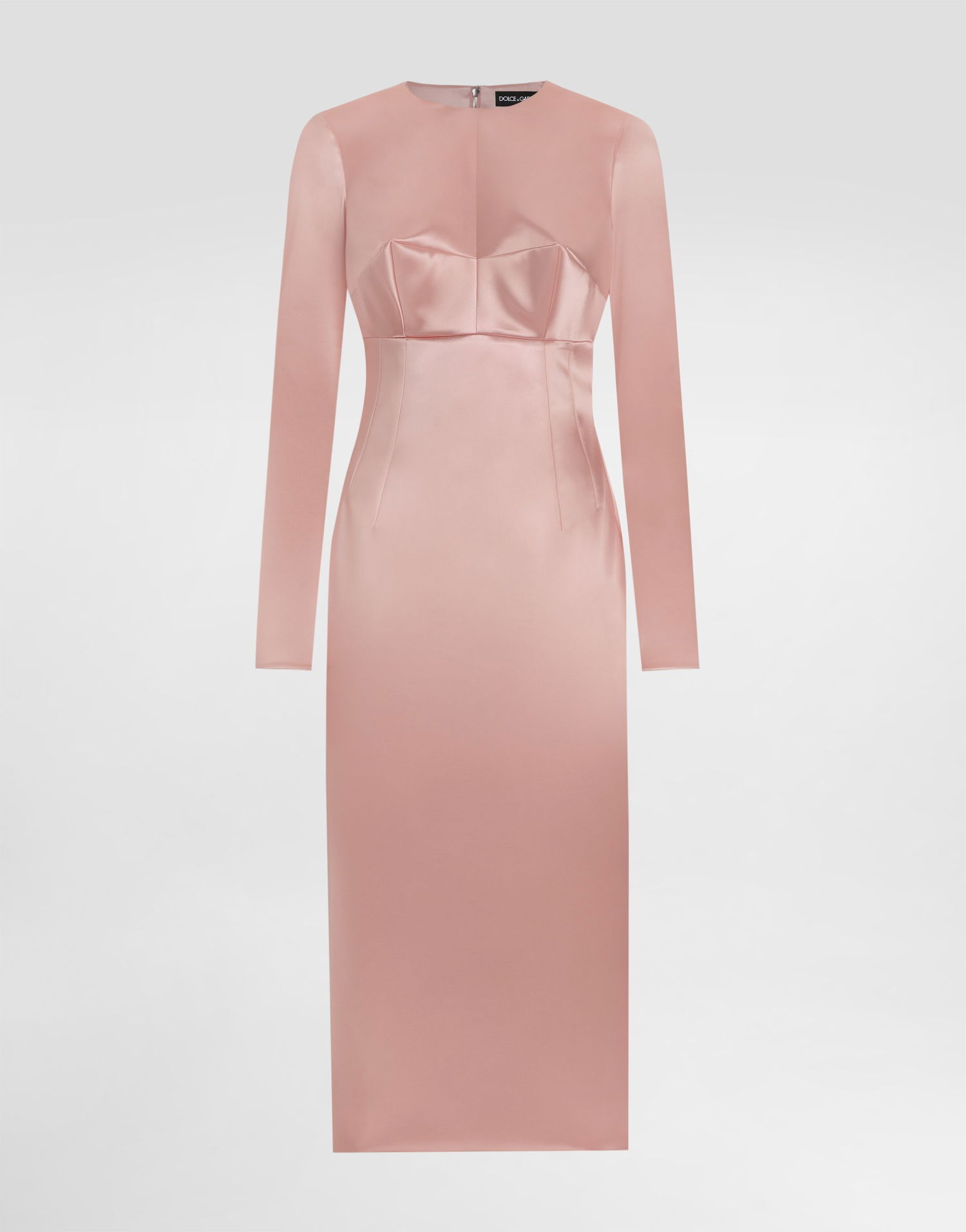 Kjole Dolce & Gabbana Dolce & Gabbana Stretch Satin Round-Neck Calf-Length Dress Lyserød | F6TRHTFURADF0372, 0