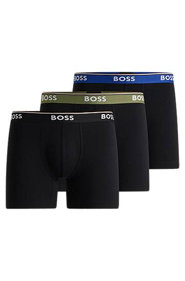Boksere BOSS Three-pack of stretch-cotton boxer briefs with logos Sort | 50531691, 0
