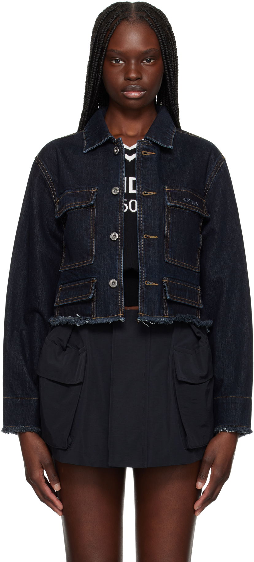 Jakke We11done We11done Cropped Denim Jacket Blå | WD-DJ1-25-301-W-BL