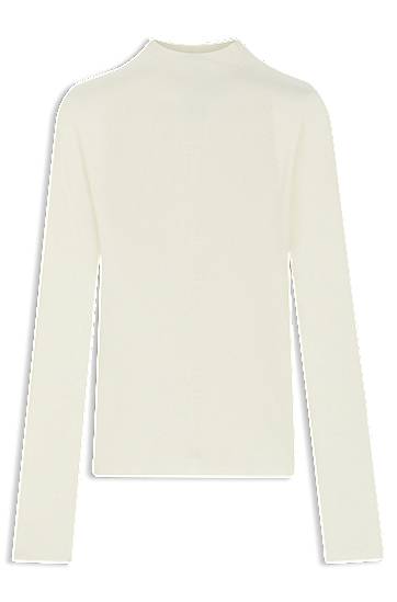 Sweater BOSS Mock-neck sweater in merino wool with mixed ribbing Beige | 50549166