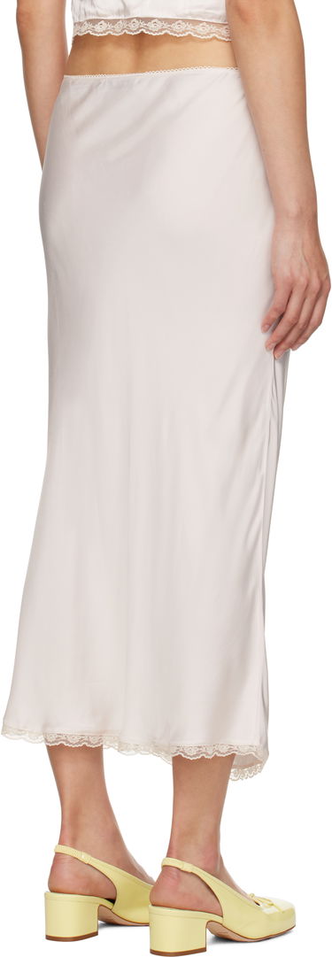 Nederdel GUIZIO Guizio Kahli Lace-Trimmed Midi Slip Skirt Beige | F24304W022, 2