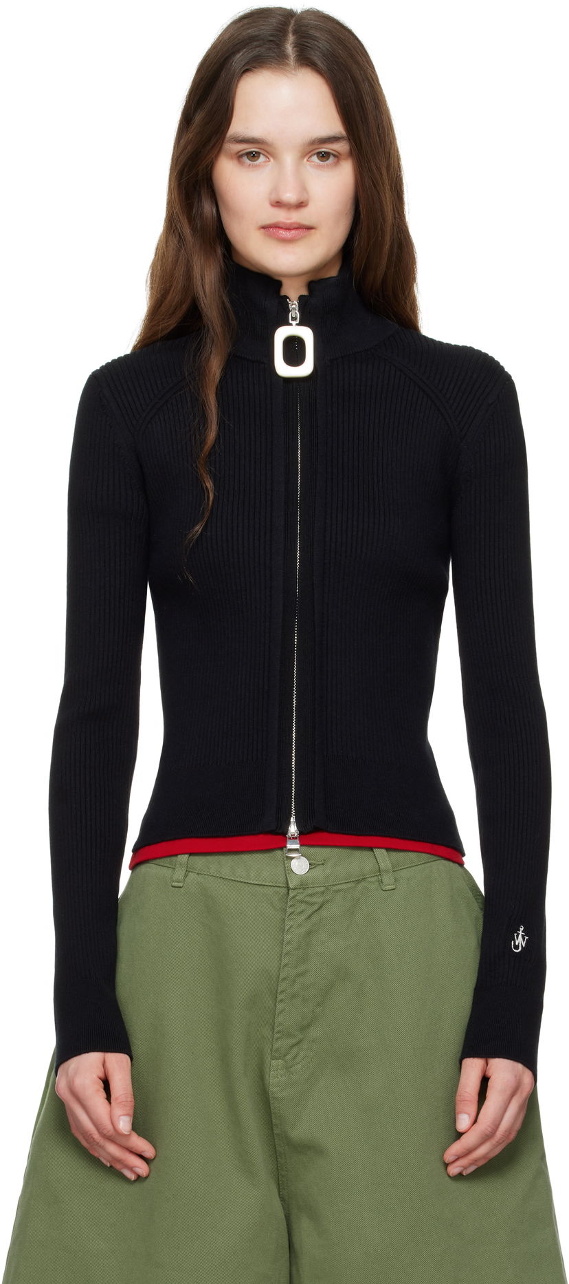 Sweater JW Anderson JW Anderson Fitted Zip-Up Sweater Sort | KW1353-YN0398