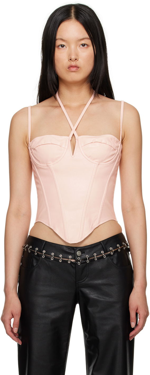 Tanktop Miaou Miaou Aphex Halter Neck Corset Top Lyserød | 7046PUROS