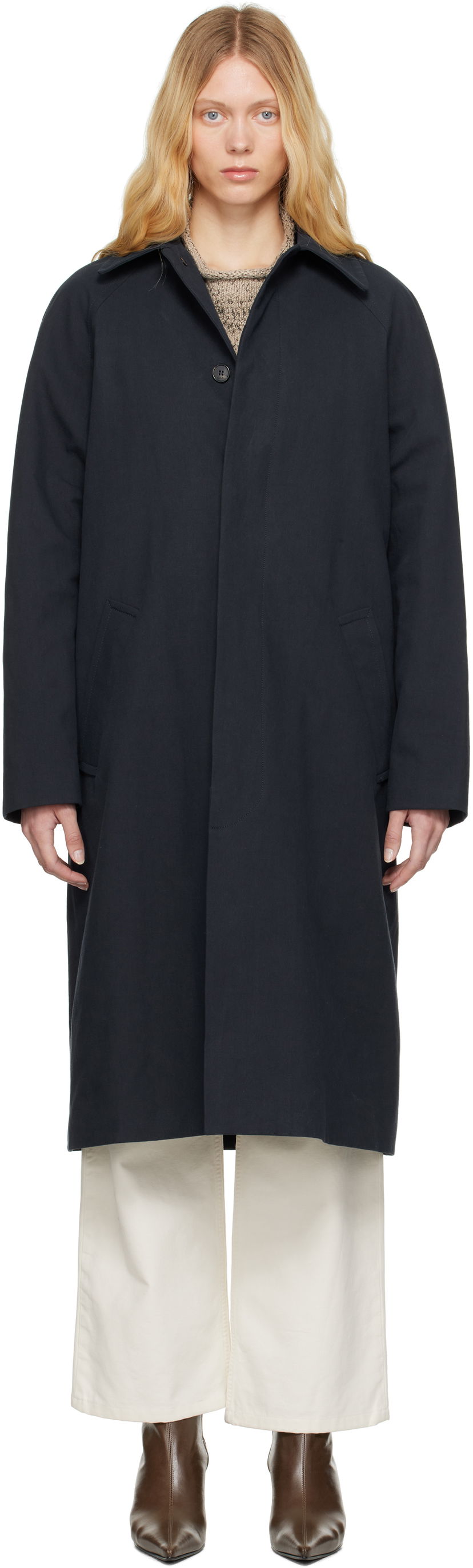 Trenchcoat A.P.C. A.P.C. Eduoard Mac Trench Coat Mørkeblå | COGXT-M01549