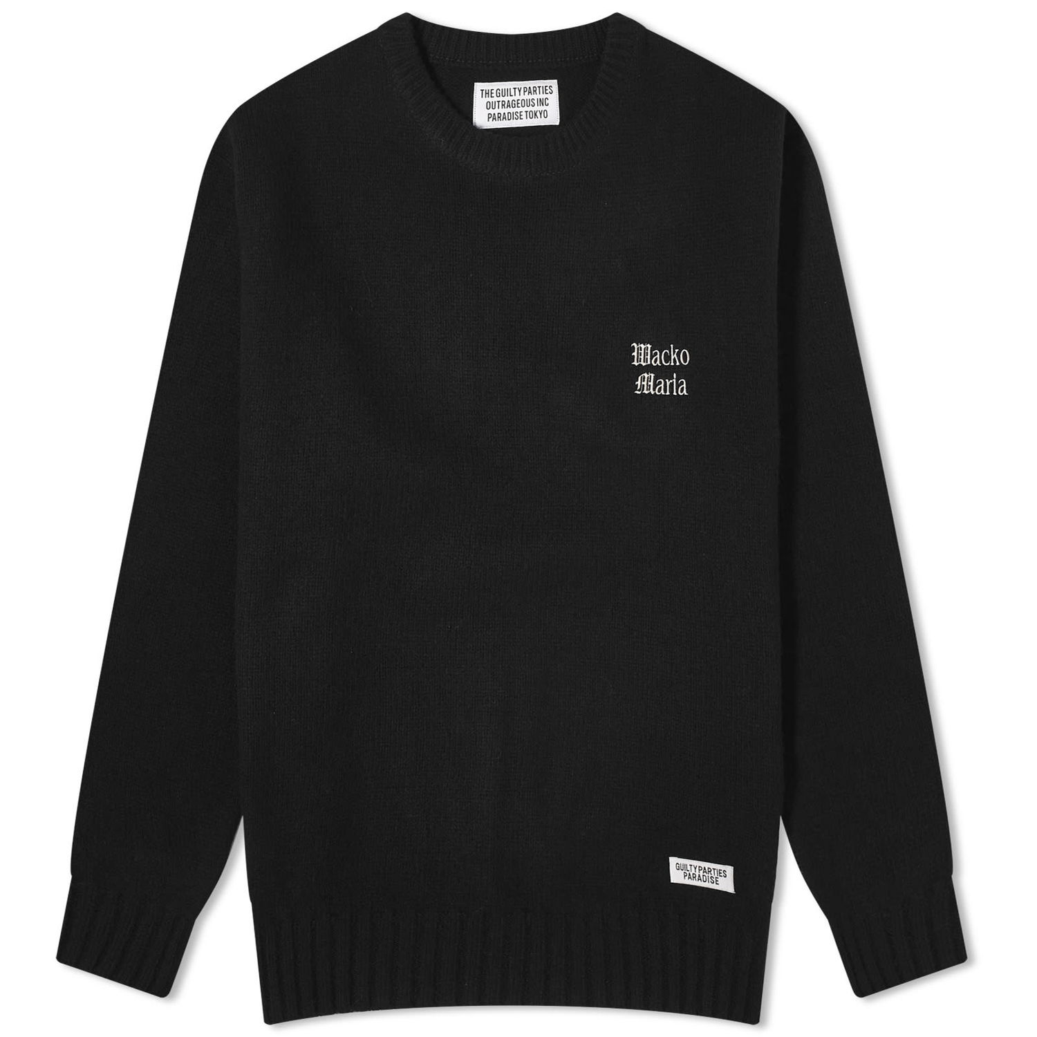 Sweater WACKO MARIA Crew Neck Knitted Jumper Sort | 23FW-WMK-KN02-BLK, 0