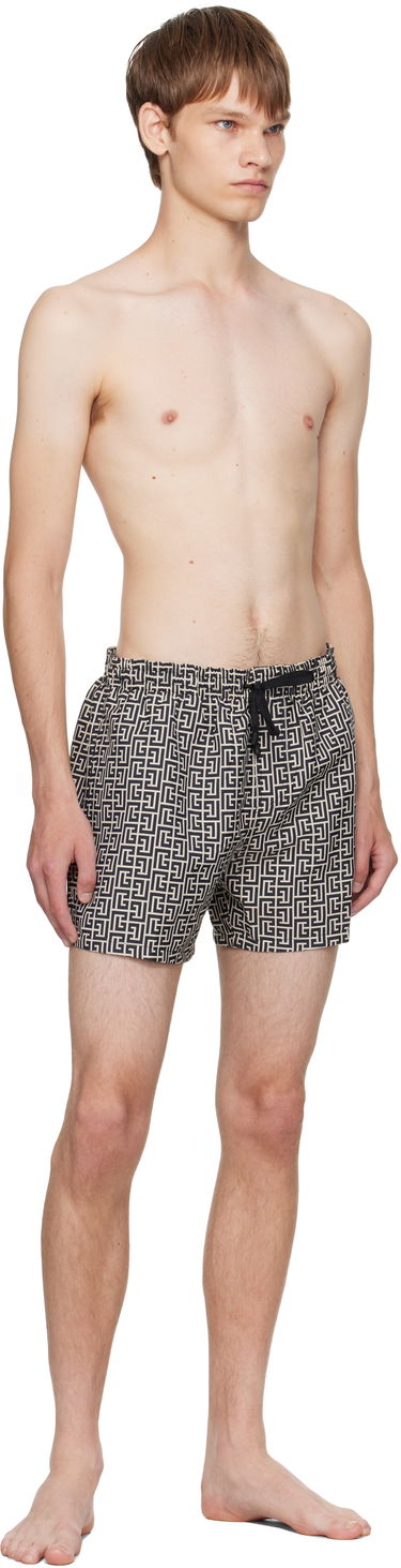 Badetøj Balmain Balmain Monogram Swim Shorts Beige | BWB641500, 3